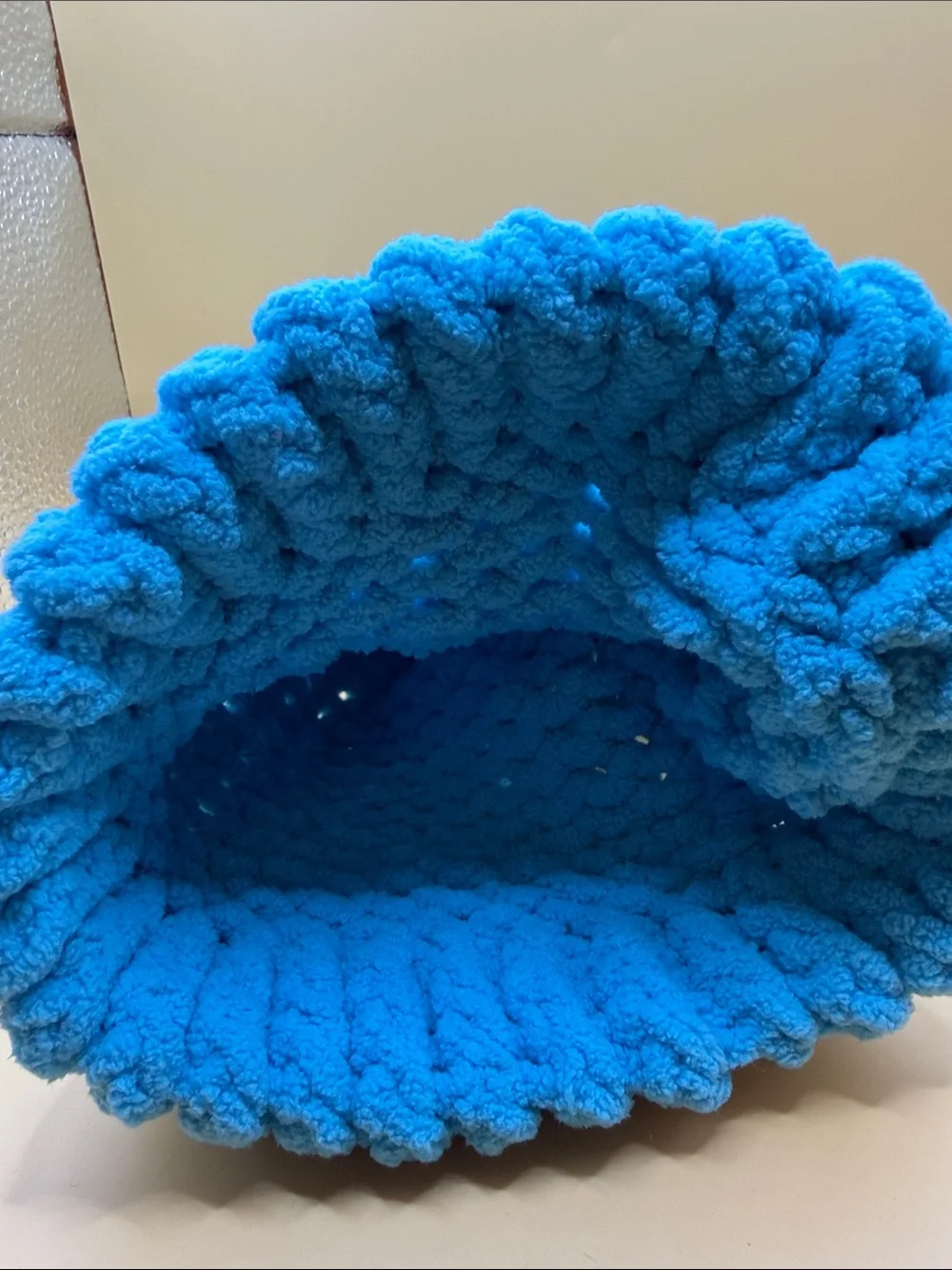 Plush Pom Knit Beanie for Kids - Bright Blue